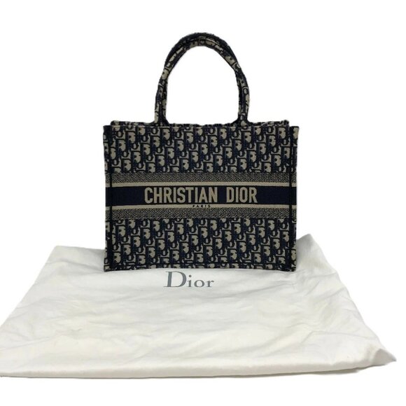 Dior M1296ZRIW Medium Oblique Book Tote Embroidered Tote Bag Canvas Navy - Picture 1 of 13